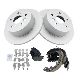 TRQ® - Rear Disc Brake Kit with Semi-Metallic Pads and Shoes