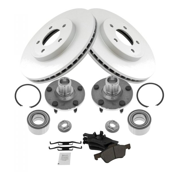 TRQ® - Front Disc Brake Kit with Semi-Metallic Pads and Hub Assemblies