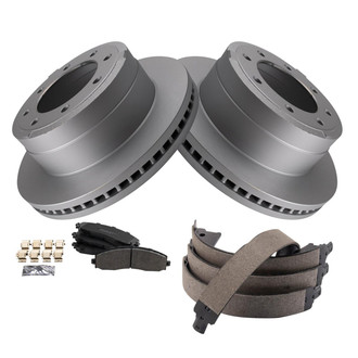 TRQ® - Rear Disc Brake Kit with Semi-Metallic Pads and Shoes