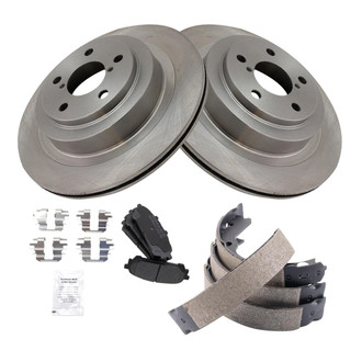 TRQ® - Rear Disc Brake Kit with Semi-Metallic Pads and Shoes