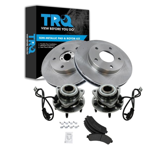 TRQ® - Front Disc Brake Kit with Semi-Metallic Pads and Hub Assemblies