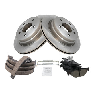 TRQ® - Rear Disc Brake Kit with Semi-Metallic Pads and Shoes