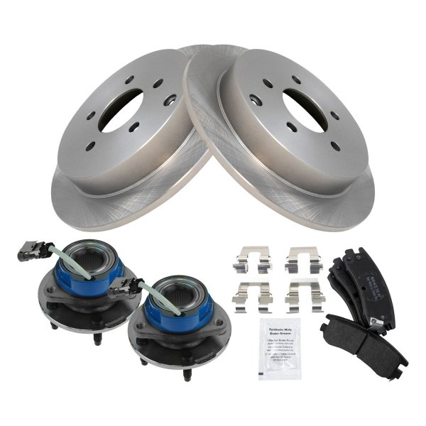 TRQ® - Rear Disc Brake Kit with Semi-Metallic Pads and Hub Assemblies