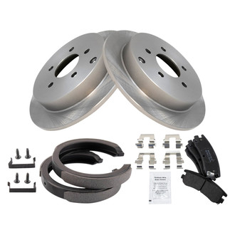 TRQ® - Rear Disc Brake Kit with Semi-Metallic Pads and Shoes