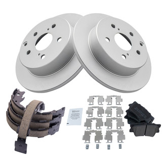 TRQ® - Rear Disc Brake Kit with Semi-Metallic Pads and Shoes