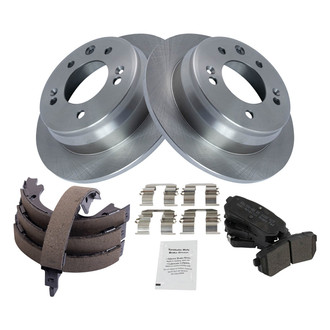TRQ® - Rear Disc Brake Kit with Semi-Metallic Pads and Shoes