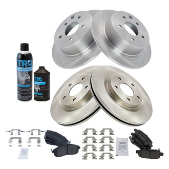 TRQ® - Front and Rear Disc Brake Kit with Semi-Metallic Pads