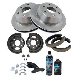 TRQ® - Rear Disc Brake Kit with Semi-Metallic Pads and Shoes