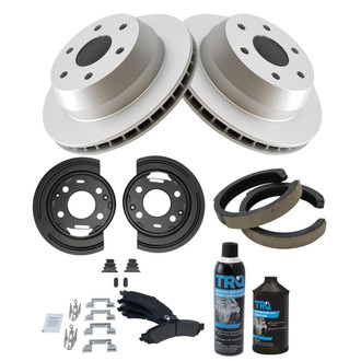 TRQ® - Rear Disc Brake Kit with Semi-Metallic Pads and Shoes