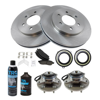 TRQ® - Front Disc Brake Kit with Ceramic Pads and Hub Assemblies