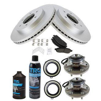 TRQ® - Front Disc Brake Kit with Ceramic Pads and Hub Assemblies