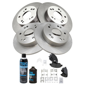 TRQ® - Front and Rear Disc Brake Kit with Semi-Metallic Pads