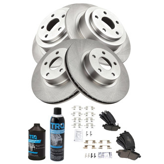 TRQ® - Front and Rear Disc Brake Kit with Semi-Metallic Pads