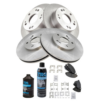 TRQ® - Front and Rear Disc Brake Kit with Semi-Metallic Pads