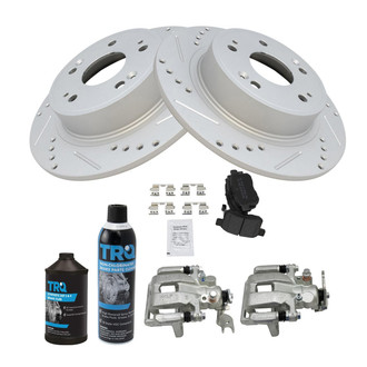 TRQ® - Performance Semi-Metallic Rear Brake Kit with Calipers