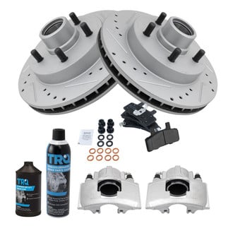 TRQ® - Performance Semi-Metallic Front Brake Kit with Calipers