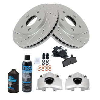 TRQ® - Performance Semi-Metallic Front Brake Kit with Calipers