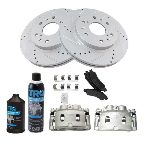 TRQ® - Performance Semi-Metallic Front Brake Kit with Calipers