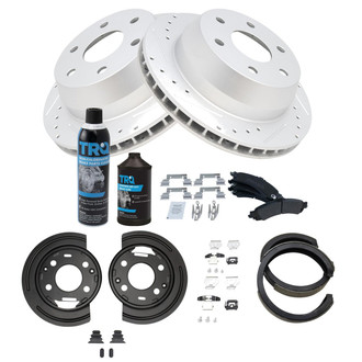 TRQ® - Performance Semi-Metallic Rear Brake Kit with Parking Brake Shoes