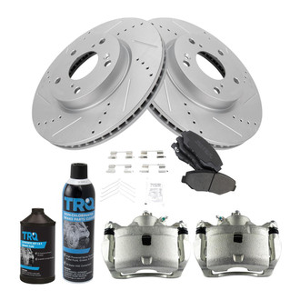 TRQ® - Performance Semi-Metallic Front Brake Kit with Calipers