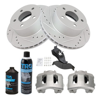 TRQ® - Performance Semi-Metallic Front Brake Kit with Calipers