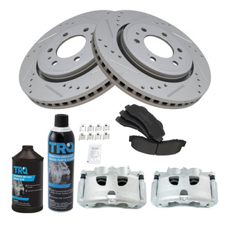 TRQ® - Performance Semi-Metallic Front Brake Kit with Calipers