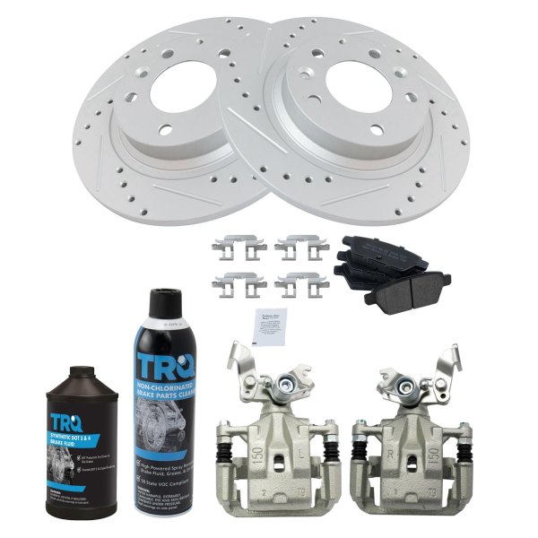 TRQ® - Performance Semi-Metallic Rear Brake Kit with Calipers
