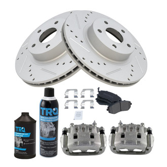TRQ® - Performance Semi-Metallic Front Brake Kit with Calipers