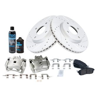 TRQ® - Performance Semi-Metallic Front Brake Kit with Calipers