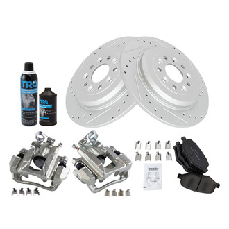 TRQ® - Performance Semi-Metallic Rear Brake Kit with Calipers