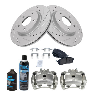 TRQ® - Performance Semi-Metallic Front Brake Kit with Calipers