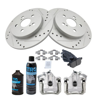 TRQ® - Performance Semi-Metallic Rear Brake Kit with Calipers