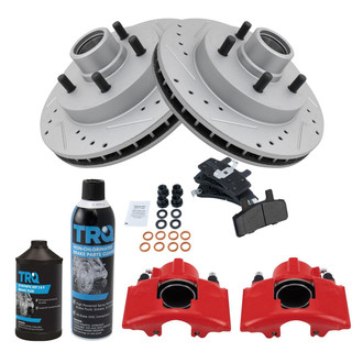 TRQ® - Performance Semi-Metallic Front Brake Kit with Calipers