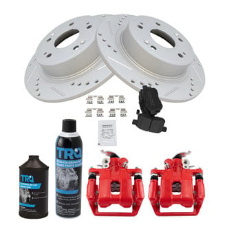 TRQ® - Performance Semi-Metallic Rear Brake Kit with Calipers