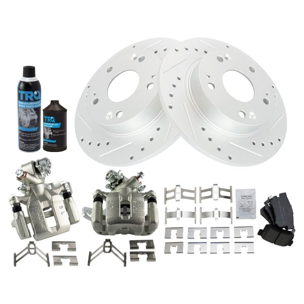 TRQ® - Performance Semi-Metallic Rear Brake Kit with Calipers