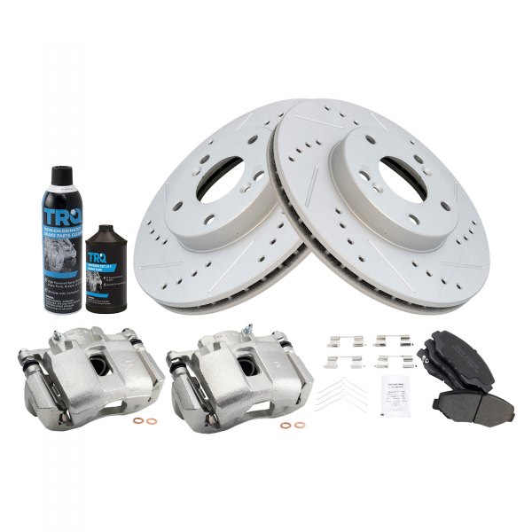 TRQ® - Performance Semi-Metallic Front Brake Kit with Calipers