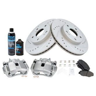 TRQ® - Performance Semi-Metallic Front Brake Kit with Calipers