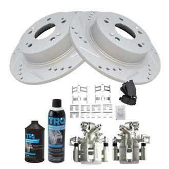TRQ® - Performance Semi-Metallic Rear Brake Kit with Calipers