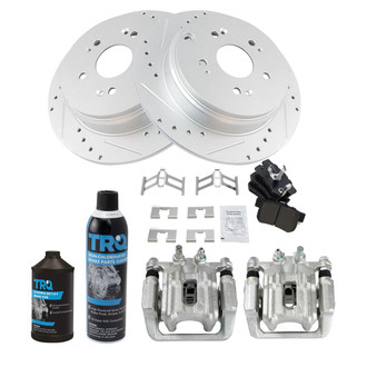 TRQ® - Performance Semi-Metallic Rear Brake Kit with Calipers