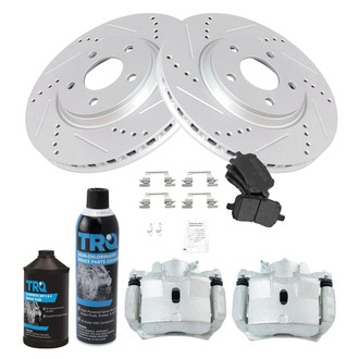 TRQ® - Performance Semi-Metallic Front Brake Kit with Calipers
