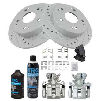 TRQ® - Performance Semi-Metallic Rear Brake Kit with Calipers