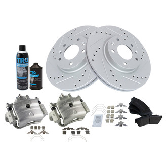 TRQ® - Performance Semi-Metallic Front Brake Kit with Calipers