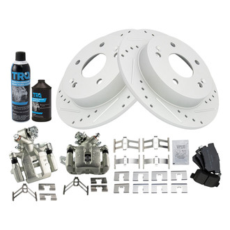 TRQ® - Performance Semi-Metallic Rear Brake Kit with Calipers