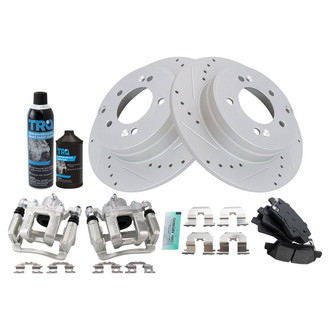 TRQ® - Performance Semi-Metallic Rear Brake Kit with Calipers