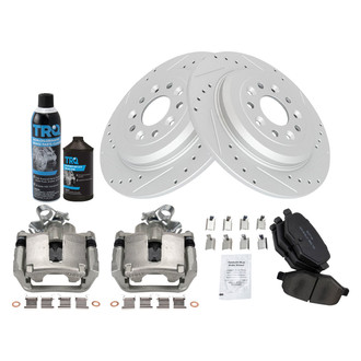 TRQ® - Performance Semi-Metallic Rear Brake Kit with Calipers