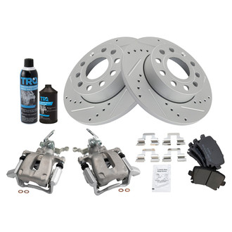 TRQ® - Performance Semi-Metallic Rear Brake Kit with Calipers