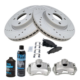 TRQ® - Performance Semi-Metallic Front Brake Kit with Calipers