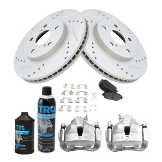 TRQ® - Performance Semi-Metallic Front Brake Kit with Calipers