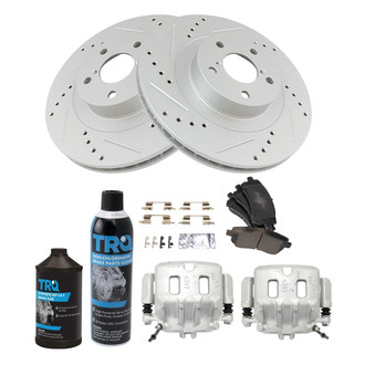 TRQ® - Performance Semi-Metallic Front Brake Kit with Calipers