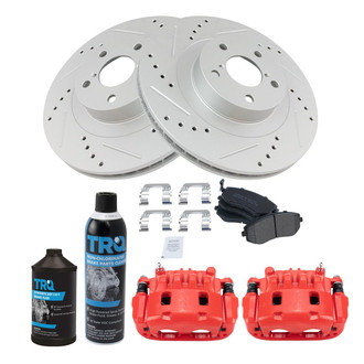 TRQ® - Performance Semi-Metallic Front Brake Kit with Calipers